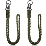 Frienda 2 Set Heavy Duty Paracord Lanyard Necklace Whistles Strap Braided 550 Keychain Lanyard for Outdoor Activities (Army Green)