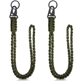 Frienda 2 Set Heavy Duty Paracord Lanyard Necklace Whistles Strap Braided 550 Keychain Lanyard for Outdoor Activities (Army Green)