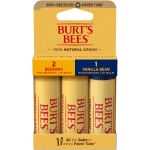 Burt\'s Bees Moisturizing Lip Balm, 2 Original Beeswax and 1 Vanilla Bean, 100% Natural Origin, 0.34 Ounce Each, 3 Paper Tubes, Pack May Vary