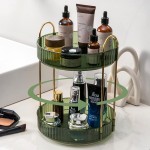 shuang qing Rotating Makeup Organizer for Vanity, High-Capacity Skincare Make Up Storage Perfume Organizers Cosmetic Dresser Organizer Countertop 360 Spinning (Green, 3 Tier)