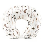 GRSSDER Nursing Pillow Cover Stretchy Minky Removable Nursing Covers for Breastfeeding Pillows, Ultra Soft Comfortable Slipcover for Boy and Girls, Stylish Pretty Flora, Beige