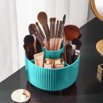 Diesisa 360 Rotating Makeup Brush Organizer With 5 Sections, Spining Countertop Swivel Makeup Brush Holder for Cosmetics, Nail Polish, Art Supply, Bathroom Vanity Desktop Organizer - Blue