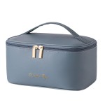 KITENROM Makeup Bag Portable Travel Cosmetic Bag with Brush HolderWaterproof Make Up Bag For Women with Handle Haze Blue