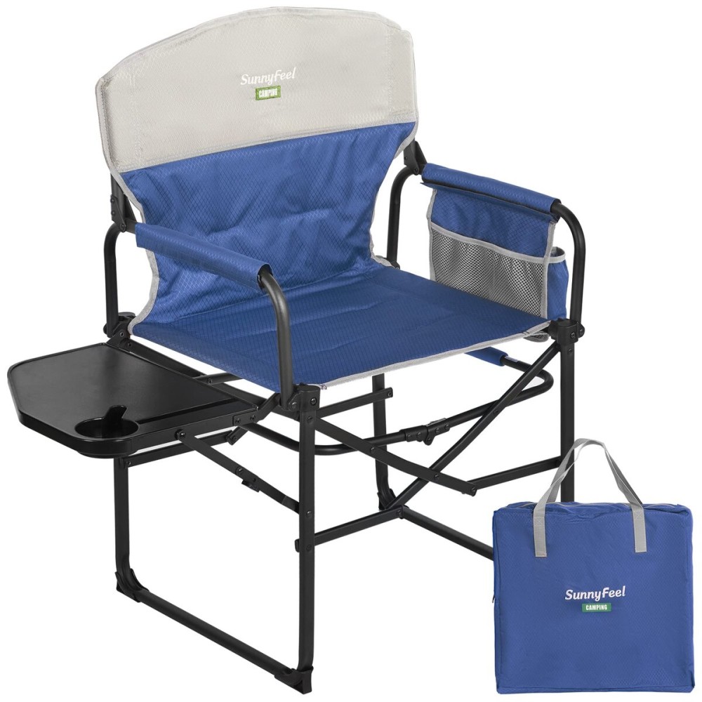 SUNNYFEEL Camping Directors Chair, Heavy Duty,Oversized Portable Folding Chair with Side Table, Pocket for Beach, Fishing,Trip,Picnic,Lawn,Concert Outdoor Foldable Camp Chairs