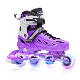 METROLLER Inline Skates for Girls and Boys, Women, Men 4 Sizes Adjustable Inline Skates with Light Up Wheels, Illuminating Beginner Skates for Kids & Adult Youth.