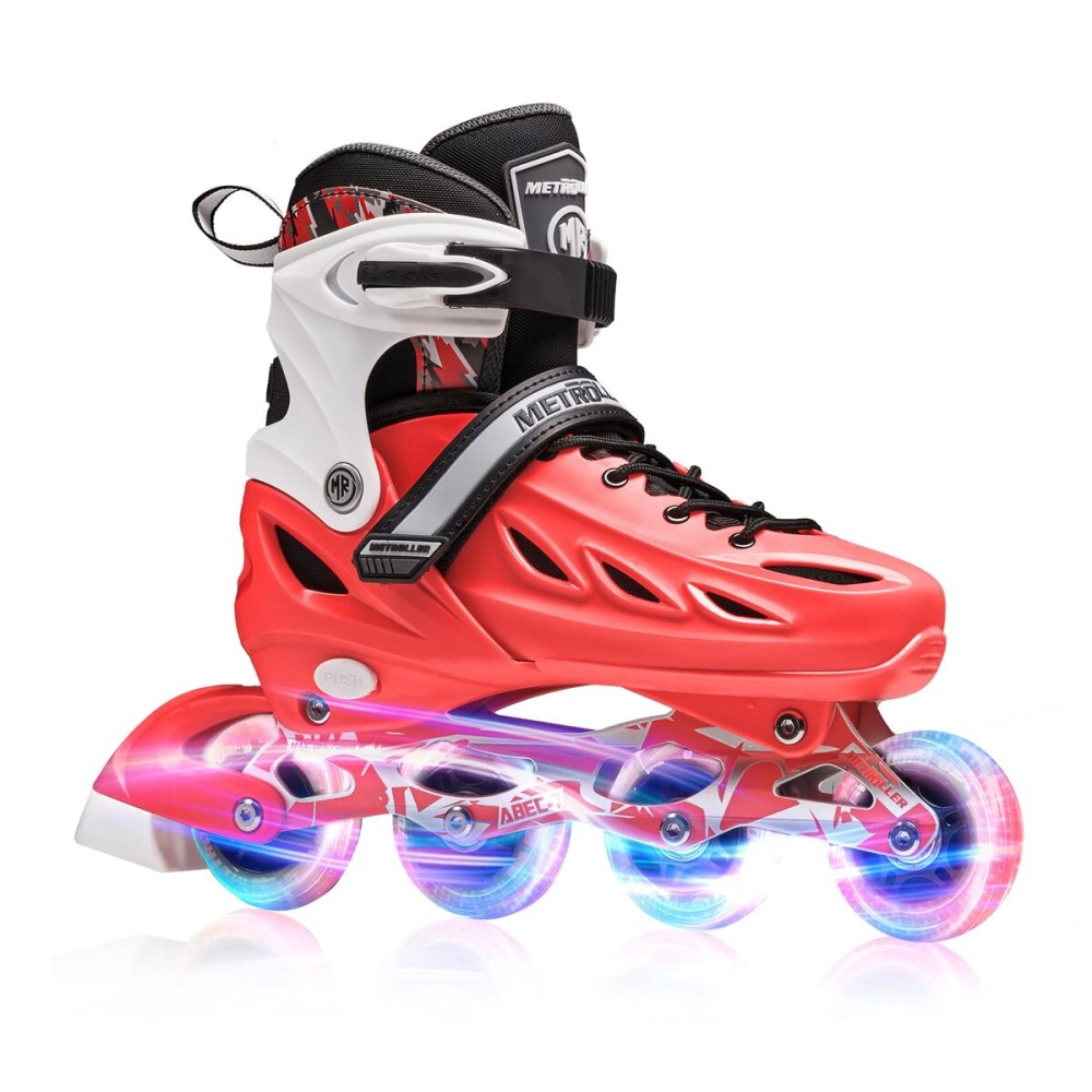METROLLER Inline Skates for Girls and Boys, Women, Men 4 Sizes Adjustable Inline Skates with Light Up Wheels, Illuminating Beginner Skates for Kids & Adult Youth.