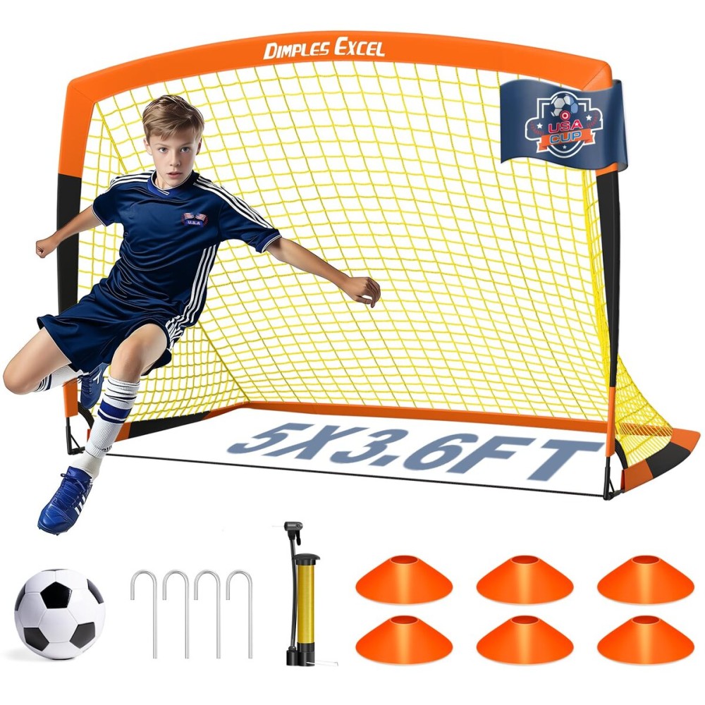 Dimples Excel Soccer Goals Kids Net for Backyard 7x5, 5x3.6, 4x3, 3x2.2 FT
