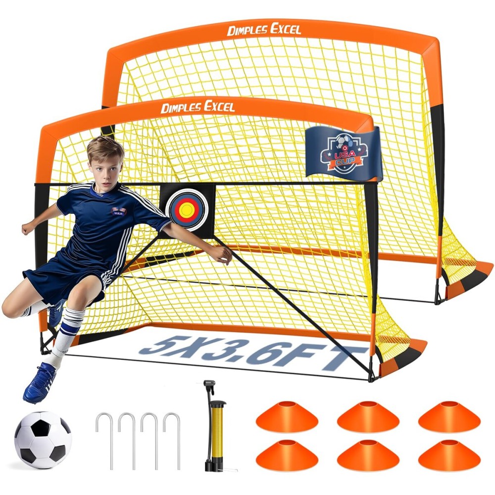 Dimples Excel Soccer Goals Kids Net for Backyard 7x5, 5x3.6, 4x3, 3x2.2 FT
