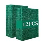 GUEICN Heavy Duty Scour Pads Sponge Dish Scrubber Non-Scratch Green Reusable Household Scrub Pads for Kitchen and Dish Cleaning Tool (12Pcs)