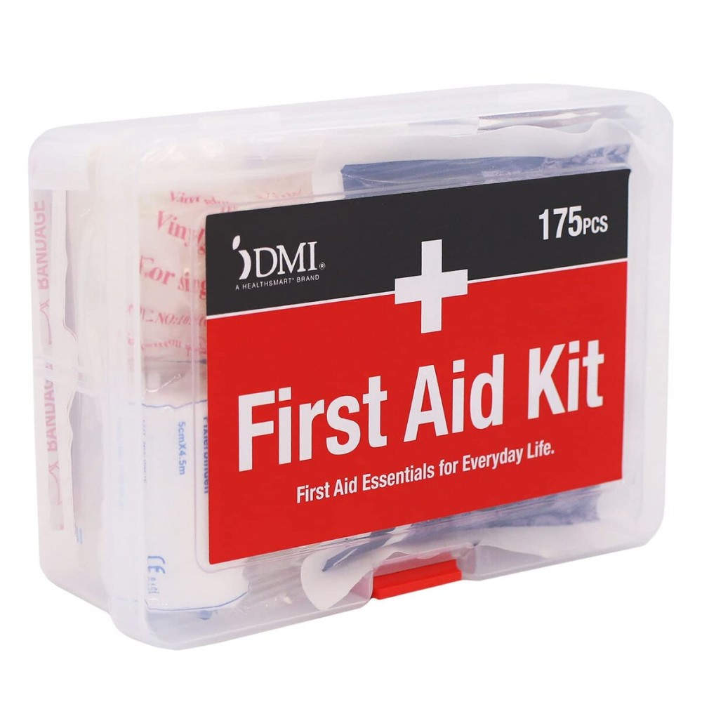 DMI 175-Piece First Aid Kit for Minor Injuries, Cuts and Scrapes, All-Purpose, Portable and Convenient, Includes Bandages, Injury Treatment, Dressings, and Instruments, HSA & FSA Eligible