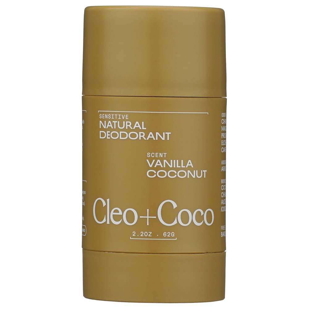 Cleo+Coco Sensitive Deodorant Balm, Vanilla Coconut (2.2 oz), Natural Aluminum Free Deodorant for Women & Men with 5X Odor Fighters, 24+hour Odor Control, Free from Synthetic Fragrance, Vegan