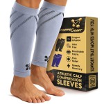 CopperJoint Running Calf Compression Sleeve Women - Easy-On Footless Calf Compression Sleeves for Men, Support Mens Leg Sleeves for Runners, Basketball, Sports, Copper Infused Nylon - Grey, Medium