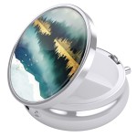 Nipichsha Pill Box, Small Pill Case for Purse & Pocket, Cute Travel Medicine Organizer, Portable Medicine Container Holder to Hold Vitamins, Medication, Fish Oil & Supplement, Landscape Forest