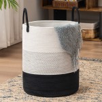 YOUDENOVA Woven Rope Laundry Hamper Basket, 72L Tall Laundry Basket, Baby Nursery Hamper for Blanket Storage in Bedroom-Large-Dark White
