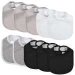 Baby Snap Bibs for Boys Girls,10 Pack Baby Bandana Drool Bibs with Snap,Super Soft Cotton Snap Closure Bibs for Newborn Teething,Feeding,Drooling