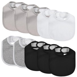 Baby Snap Bibs for Boys Girls,10 Pack Baby Bandana Drool Bibs with Snap,Super Soft Cotton Snap Closure Bibs for Newborn Teething,Feeding,Drooling