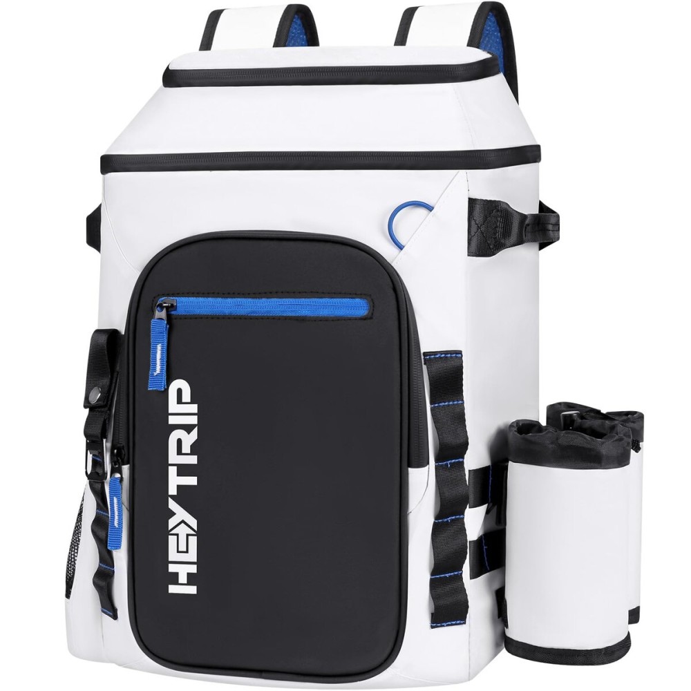 Heytrip Backpack Cooler 36/54 Cans Insulated Waterproof Cooler Bag for 20 Hours Cold Retention, Leak-Proof Cooler with Multi-Compartments (White - 36 Cans with 2 Pouches)