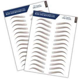 Bliss and Beyond USA, 2 Sheets Waterproof Eyebrow Tattoo Stickers, Long Lasting, Natural Looking Fake Eyebrows for Alopecia, Chemo, Cancer Gift. Same Size (Dramatic Las Vegas, Brown)