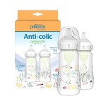 Dr. Brown\'s Anti-Colic Options+ Wide-Neck Baby Bottle Designer Edition Bottles, Ocean Decos, 9 oz/270 mL, Level 1 Nipple, 0m+, 2-Pack