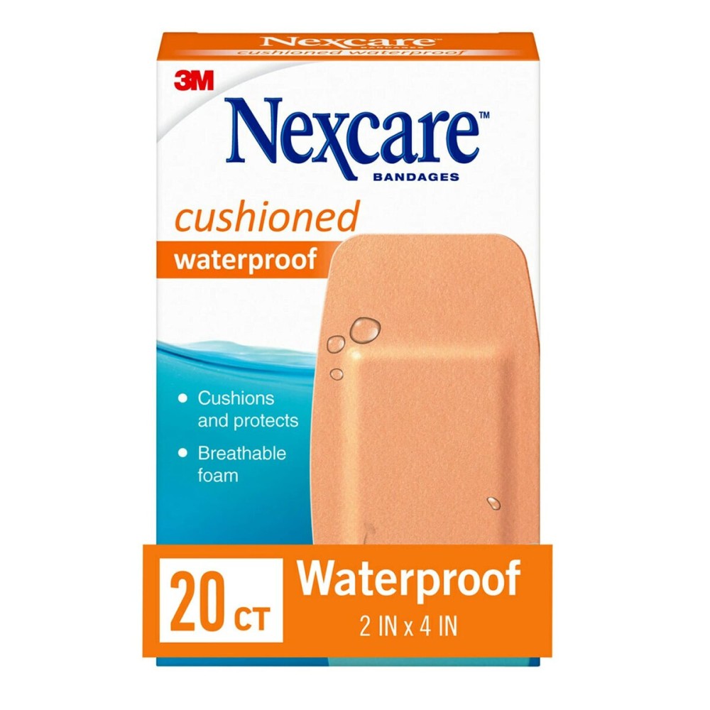 Nexcare Waterproof Cushioned Bandages, Knee & Elbow, 2 x 4 in, 20 Count