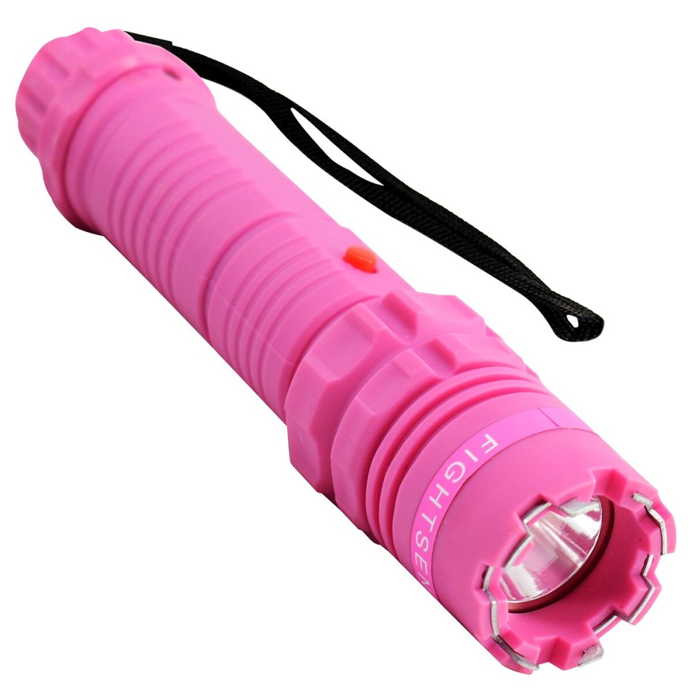 Fightsense Heavy Duty Flashlight Stun Gun for Women Self Defense - Rechargeable Batteries - Bright LED Flashlight with Three Modes for Men Or Women (Pink)
