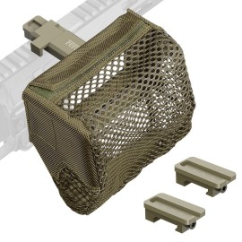 Feyachi Heat Resistant Brass Catcher for AR Thickened Nylon Cartridge Casing Shell Catcher Net with Quick Release Zipper, 2 Picatinny Rail Mounts - Holds 100+ Casings (Khaki)