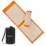 Acupressure Mat and Pillow Set with Bag - Extra Long Acupuncture Mat for Neck & Back Pain Relief- Naturally Relaxation Gift for Women - Stress Relief Massage Mat (Orange)