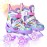 Rainbow Unicorn Kids Roller Skates for Girls Boys Toddler Ages 2-4,4-Pejiijar Adjustable Roller Shoes with Luminous Wheels for Birthday Xmas Gifts.