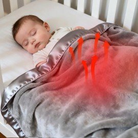 Pro Goleem Fleece Baby Blanket with 2 Inch Satin Trim Soft Plush Blanket for Boys and Girls for Babies Grey30\'\'x40\'\'