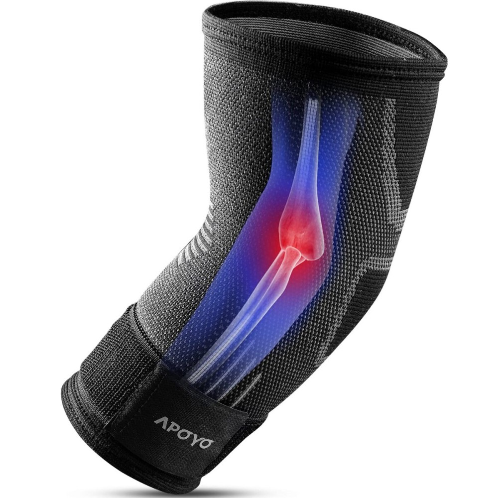 APOYO Elbow Brace for Tendonitis and Tennis Elbow, Compression Sleeve for Arthritis, Workouts, Reduce Joint Pain During Fitness Activity (Medium)