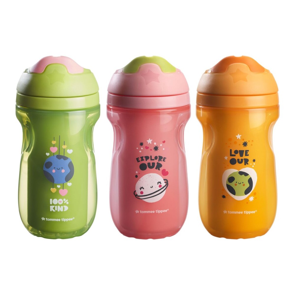 Tommee Tippee Superstar Insulated Sippee Bottle, 12m+, 9oz, Pack of 3, Non-Spill Toddler Trainer Drinking Bottle, Leak-Proof and Shake-Proof, Bite-Resistant and BPA Free (Design May Vary)