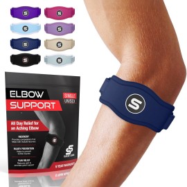 Sleeve Stars Tennis Elbow Brace for Women - Adjustable Tennis Elbow Strap, Golfers Elbow Brace for Men, Counterforce Brace for Tendonitis Relief, Fits 9-23 (Pair/Navy Blue)