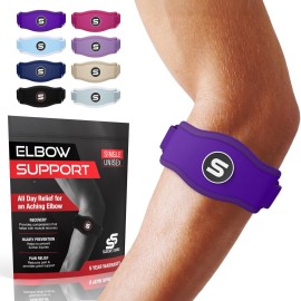 Sleeve Stars Tennis Elbow Brace for Women - Adjustable Tennis Elbow Strap, Golfers Elbow Brace for Men, Counterforce Brace for Tendonitis Relief, Fits 9-23 (Pair/Dark Purple)