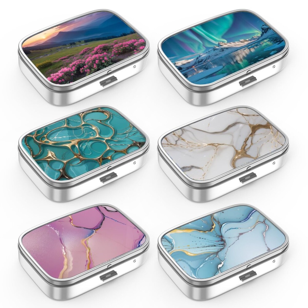 Pill Box 2 Compartment Small Pill Case,Portable for Pocket or Purse Pill Organizer Pill Container Holder to Hold Vitamins, Medication, Fish Oil and Supplements(6PCS)