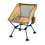 iClimb Ultralight Compact Camping Folding Beach Chair with Anti-Sinking Large Feet and Back Support Webbing (Brown- Square Frame)