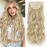 ALXNAN Clip in Long Wavy Synthetic Hair Extension 20 Inch Beach Blonde 4PCS Thick Hairpieces Fiber Double Weft Hair for Women