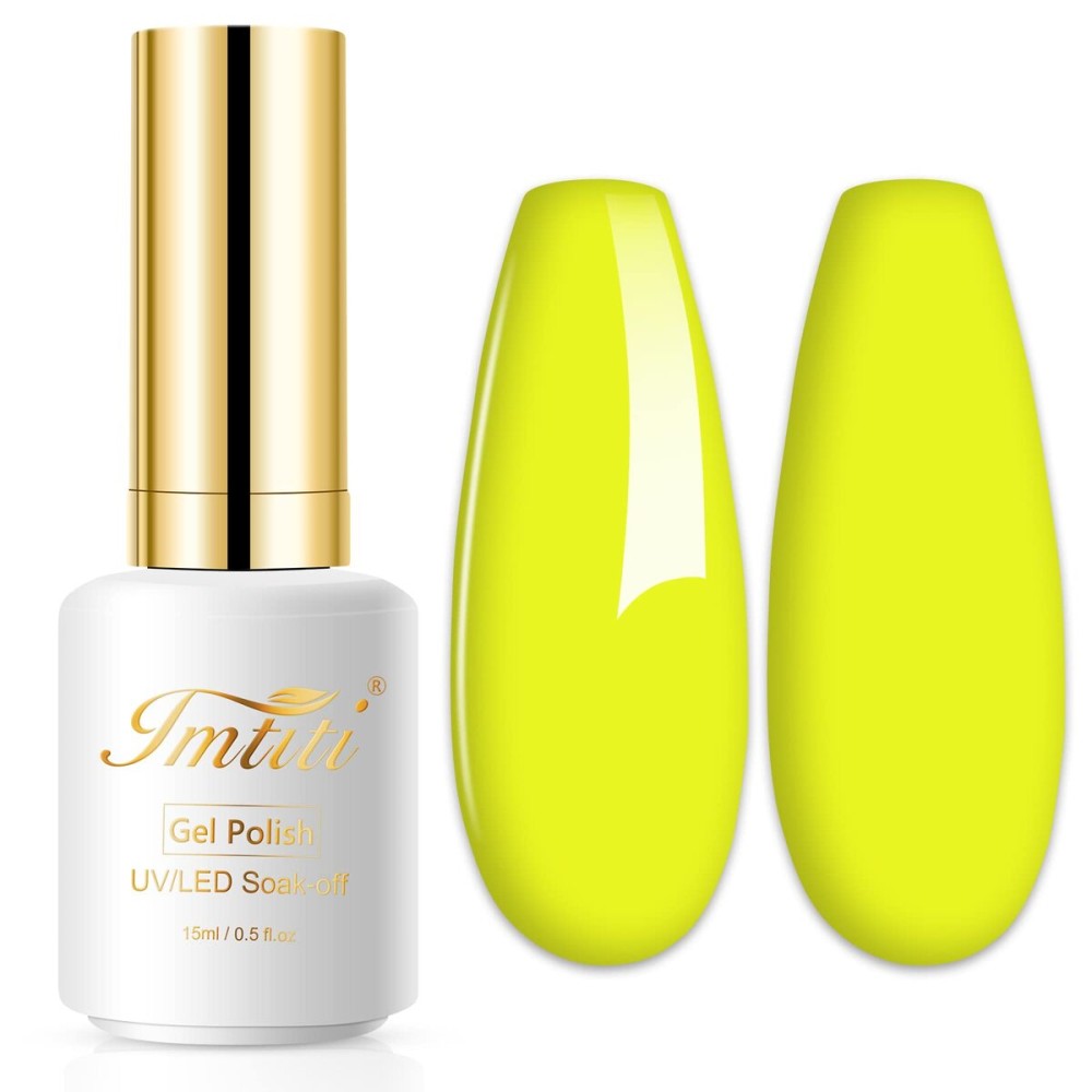 Imtiti Neon Gel Nail Polish, 0.5 Fl Oz Neon Yellow LED U V Gel Polish DIY Nail Art Starter Manicure Salon Kit