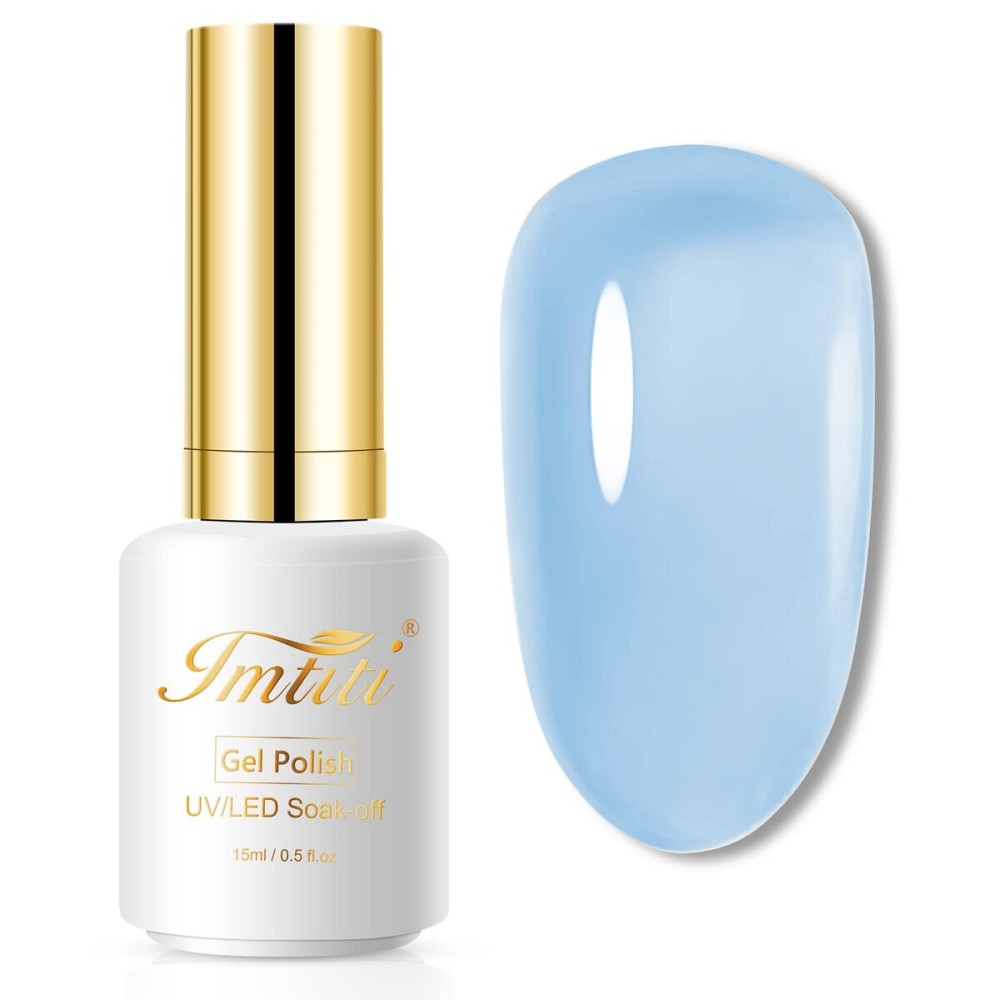 Imtiti Gel Nail Polish, 0.5 Fl Oz, Light Blue, JY-Jelly, Non-Toxic, Glossy Finish, DIY Nail Art Starter Kit