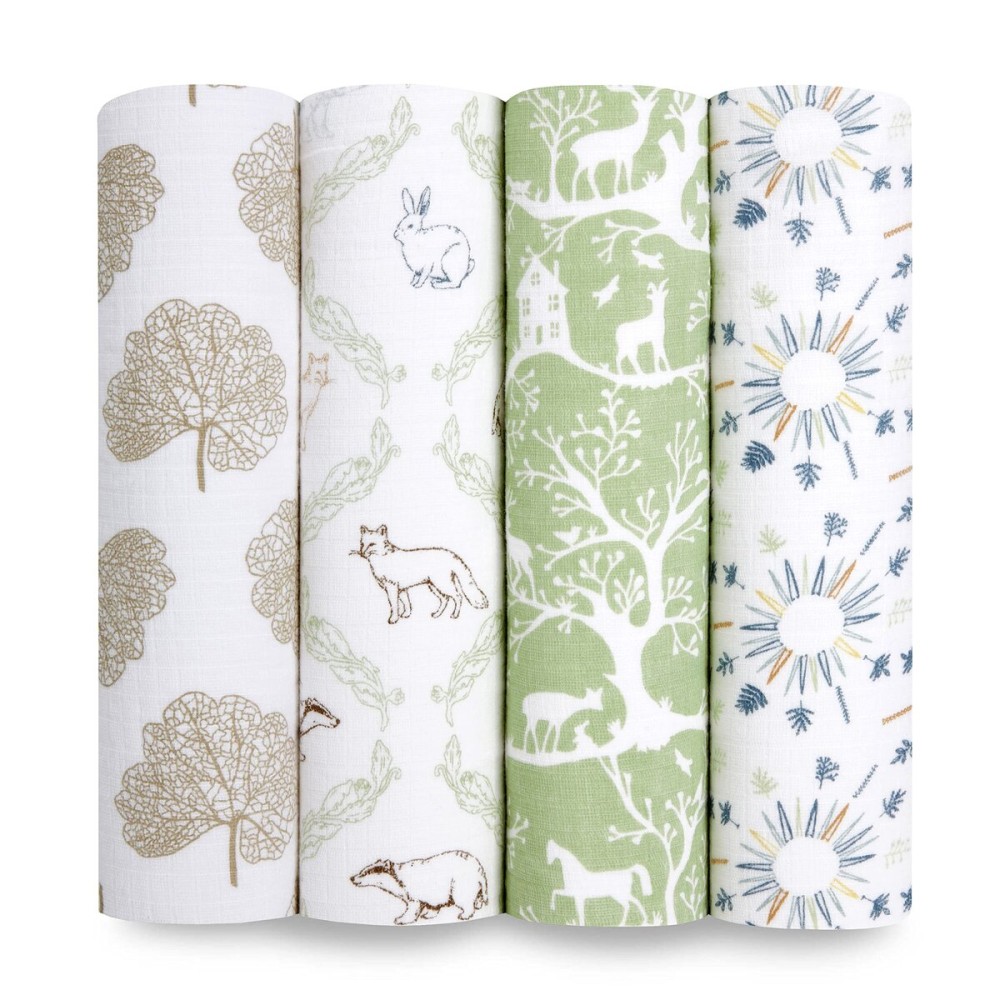 aden + anais Essentials Muslin Swaddle Blankets for Baby Girls and Boys, Newborn Receiving Blanket for Swaddling, 100% Cotton Baby Swaddle Wrap, 4 Pack, Harmony