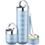 Zannaki Metal Travel Pill Organizer, Portable Waterproof Weekly Pill Box, Large Aluminum Alloy Pill Case Container, BPA Free 7 Day Daily Medicine Organizer Holder for Vitamin, Fish Oil, Supplement