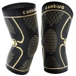 CAMBIVO 2 Pack Copper Knee Braces for Knee Pain, Knee Compression Sleeve for Men and Women, Knee Support for Meniscus Tear, Running, Weightlifting, Workout, ACL, Arthritis, Joint Pain Relief (Gold, Small)