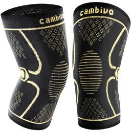 CAMBIVO Copper Knee Braces for Men and Women (2 pack) -Knee Supports Copper Compression Knee Sleeve for Knee Pain, Arthritis, Sports and Recovery Support