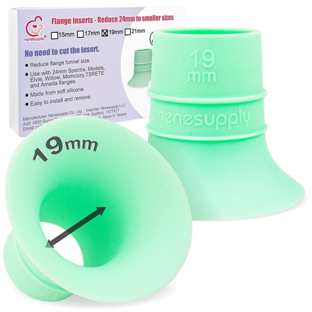 Nenesupply 2nd Generation 19mm Flange Inserts Compatible with 24mm Flange of Elvie Stride Spectra Momcozy Willow Reduce 24mm to 19mm Not Original Elvie Pump Parts