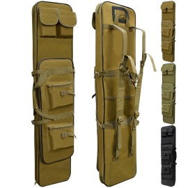 RUBY.Q 46 Rifle Bag, Khaki Tactical Long Rifle Backpack, Portable Shotgun Case for Firearm Storage and Transportation, Suitable for Outdoor Hunting Shooting (46 Khaki)