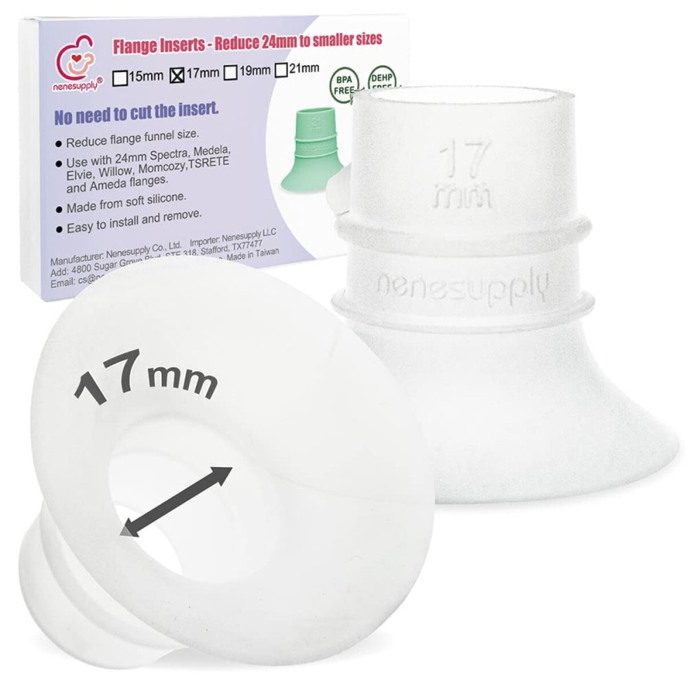 Nenesupply 2nd Generation 17mm Flange Inserts Compatible with 24mm Flange of Elvie Stride Spectra Momcozy Willow Reduce 24mm to 17mm Not Original Elvie Pump Parts