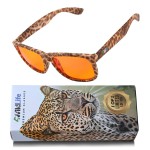 Sleep ZM Blue Light Blocking Glasses for Women + Men - Better Sleep + Anti Eye Strain Protection - Computer Screens & Gaming - Leopard Print Wayfarer - 99% Night-time Amber Lens