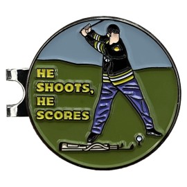 Balanced Co. Funny Golf Hat Clip with Enamel Magnetic Ball Marker (He Shoots)
