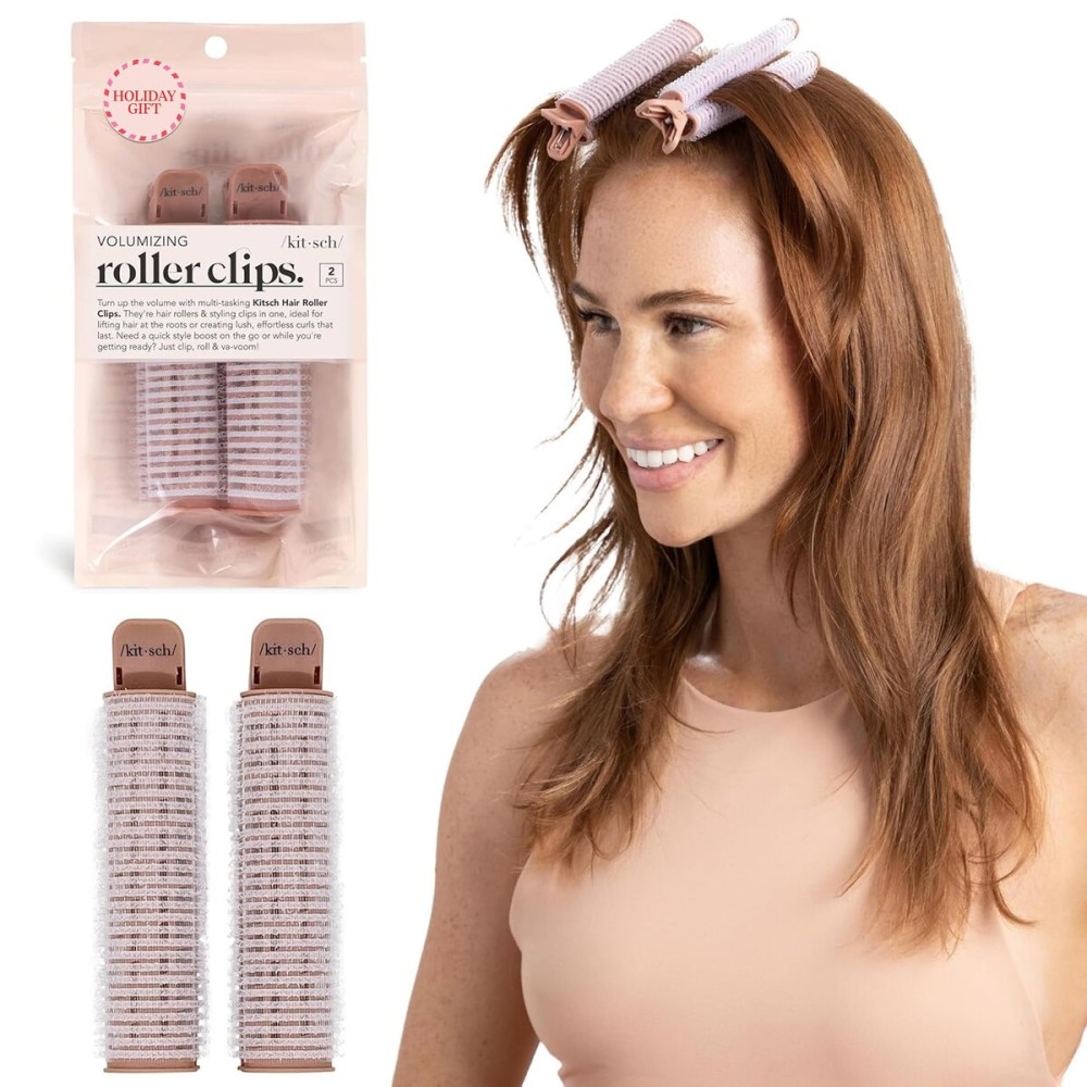Kitsch Volumizing Hair Clips for Women - Hair Rollers for Volume & Curls - Volumizing Hair Products, Hair Roller Clips for Effortless Curls That Last - 2pc, Terracotta