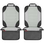 Sinvitron Car Seat Protector for Child Car Seat - Waterproof Non-Slip Leather Mat with 2 Mesh Pockets, Universal Seat Cover for Baby, Pets & Vehicles(2-Pack, Grey)