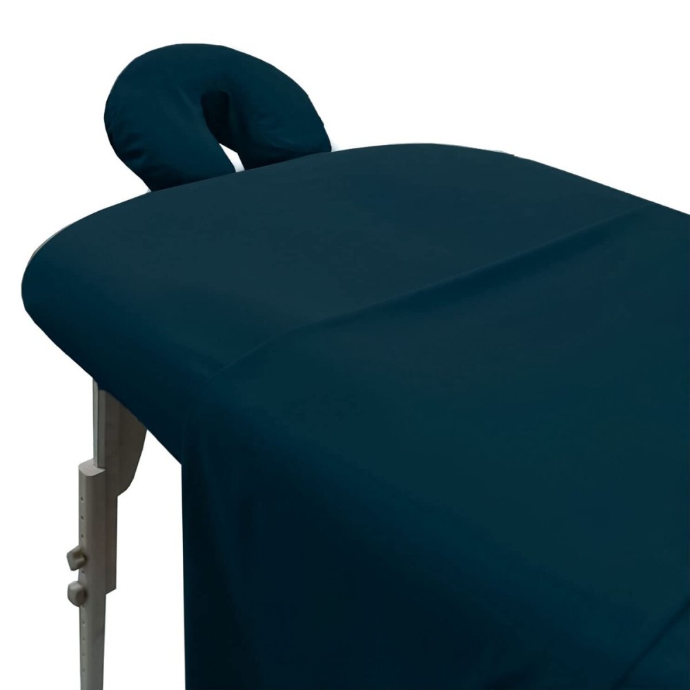 LONDON LINENS Soft Microfiber Massage Table Sheets Set 3 Piece Set - Includes Massage Table Cover, Massage Fitted Sheet, and Massage Face Rest Cover (Navy Blue)
